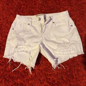 Distressed White Shorts Sz5